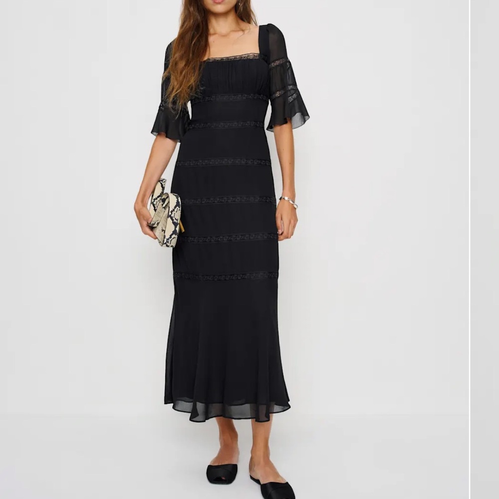 Reformation Laverna black lace dress size 4